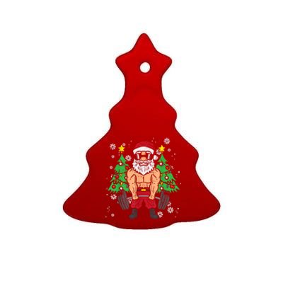 Christmas Santa Deadlift Xmas Weightlift Gym Gift Ceramic Tree Ornament