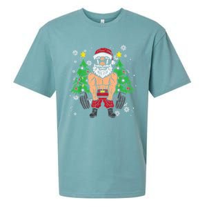 Christmas Santa Deadlift Xmas Weightlift Gym Gift Sueded Cloud Jersey T-Shirt