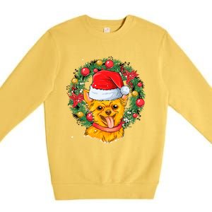 Christmas Santa Dog Backprint Design Xmas Pyjamas Chihuahua Gift Premium Crewneck Sweatshirt