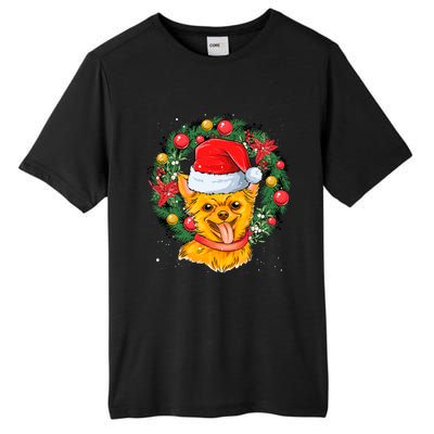 Christmas Santa Dog Backprint Design Xmas Pyjamas Chihuahua Gift Tall Fusion ChromaSoft Performance T-Shirt