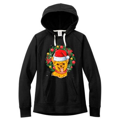 Christmas Santa Dog Backprint Design Xmas Pyjamas Chihuahua Gift Women's Fleece Hoodie