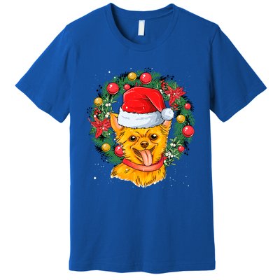 Christmas Santa Dog Backprint Design Xmas Pyjamas Chihuahua Gift Premium T-Shirt