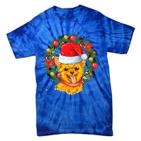 Christmas Santa Dog Backprint Design Xmas Pyjamas Chihuahua Gift Tie-Dye T-Shirt