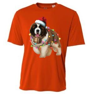 Christmas Santa Dog St Bernard Saint Xmas Dog Lover Great Gift Cooling Performance Crew T-Shirt