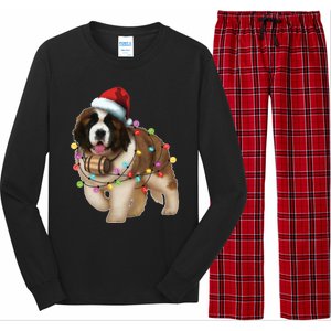 Christmas Santa Dog St Bernard Saint Xmas Dog Lover Great Gift Long Sleeve Pajama Set