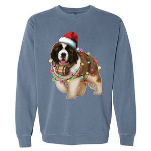 Christmas Santa Dog St Bernard Saint Xmas Dog Lover Great Gift Garment-Dyed Sweatshirt