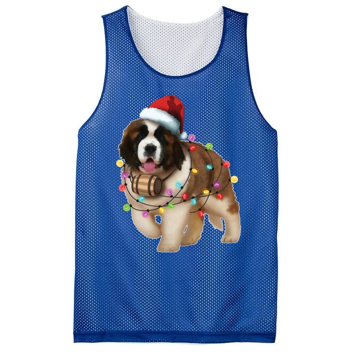 Christmas Santa Dog St Bernard Saint Xmas Dog Lover Great Gift Mesh Reversible Basketball Jersey Tank