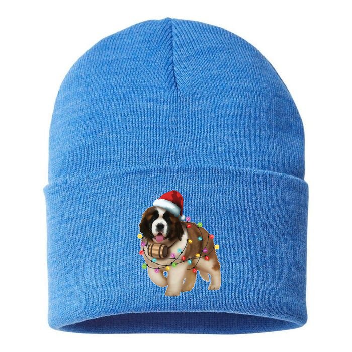 Christmas Santa Dog St Bernard Saint Xmas Dog Lover Great Gift Sustainable Knit Beanie