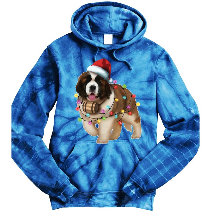 Christmas Santa Dog St Bernard Saint Xmas Dog Lover Great Gift Tie Dye Hoodie