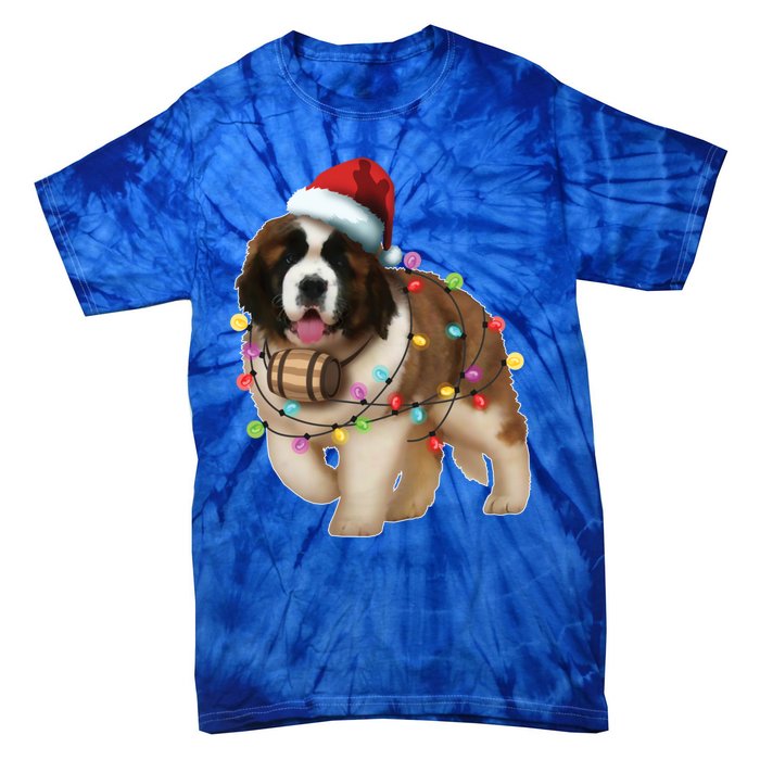 Christmas Santa Dog St Bernard Saint Xmas Dog Lover Great Gift Tie-Dye T-Shirt