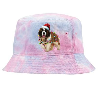 Christmas Santa Dog St Bernard Saint Xmas Dog Lover Great Gift Tie-Dyed Bucket Hat