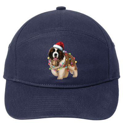 Christmas Santa Dog St Bernard Saint Xmas Dog Lover Great Gift 7-Panel Snapback Hat