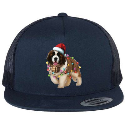 Christmas Santa Dog St Bernard Saint Xmas Dog Lover Great Gift Flat Bill Trucker Hat