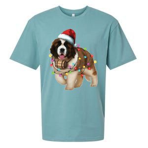 Christmas Santa Dog St Bernard Saint Xmas Dog Lover Great Gift Sueded Cloud Jersey T-Shirt