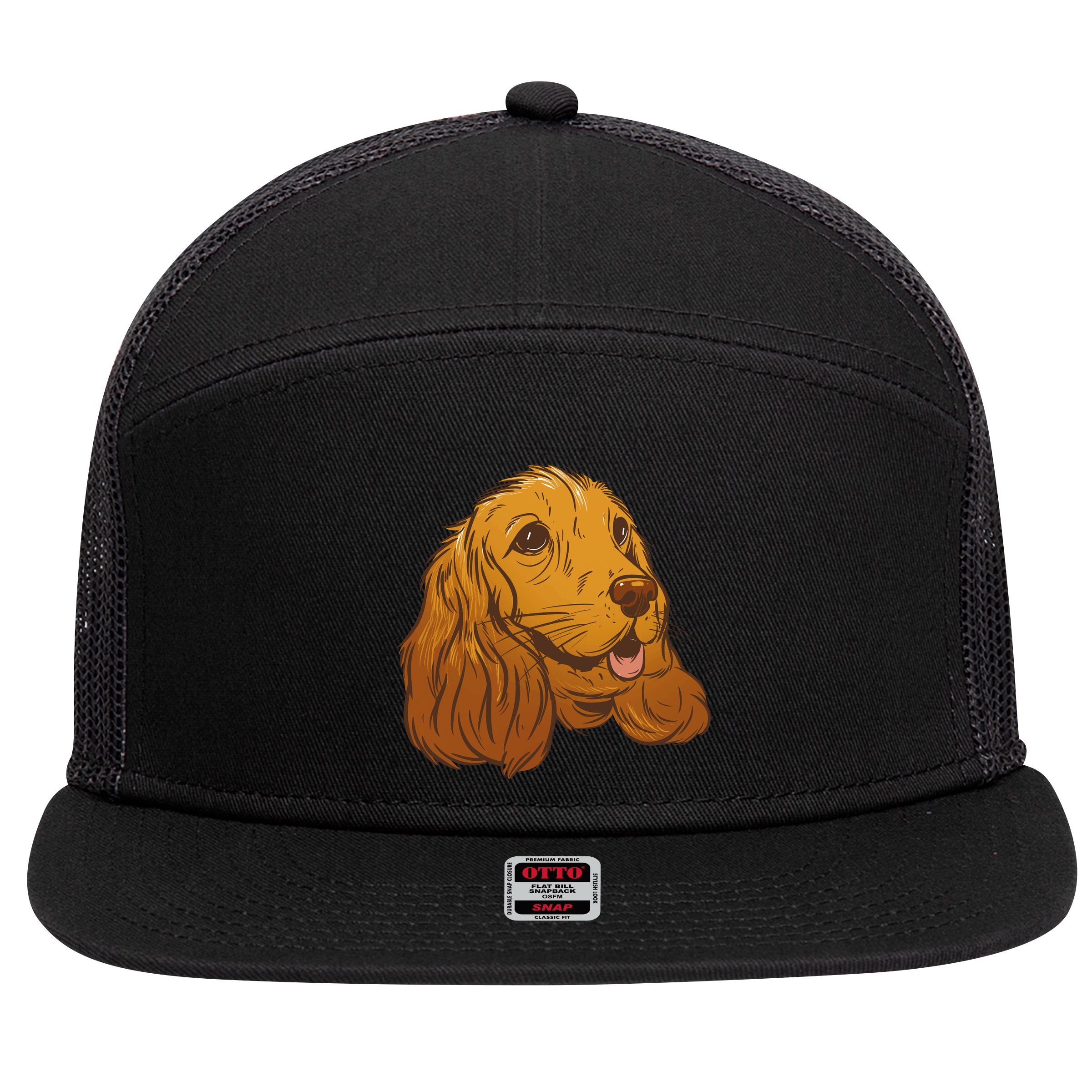 Cocker Spaniel Dog 7 Panel Mesh Trucker Snapback Hat