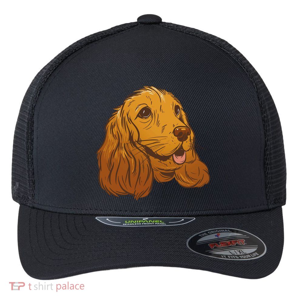 Cocker Spaniel Dog Flexfit Unipanel Trucker Cap