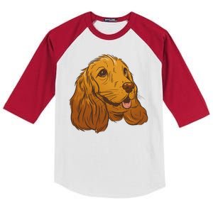 Cocker Spaniel Dog Kids Colorblock Raglan Jersey