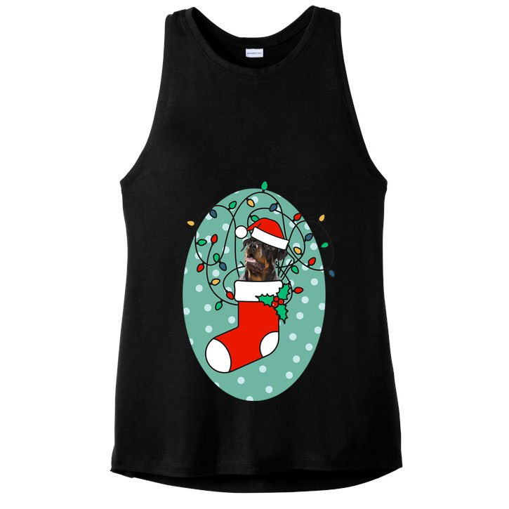 Christmas Stocking Dog Rottweiler Gift Ladies PosiCharge Tri-Blend Wicking Tank