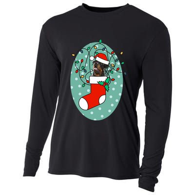 Christmas Stocking Dog Rottweiler Gift Cooling Performance Long Sleeve Crew