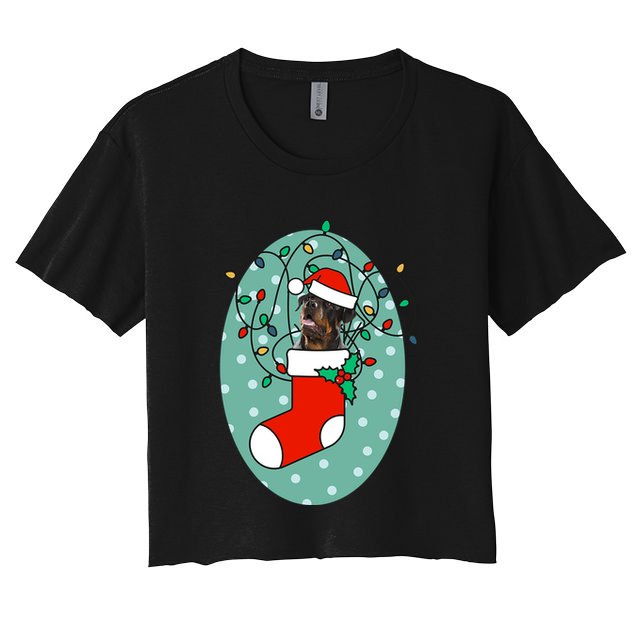 Christmas Stocking Dog Rottweiler Gift Crop Top