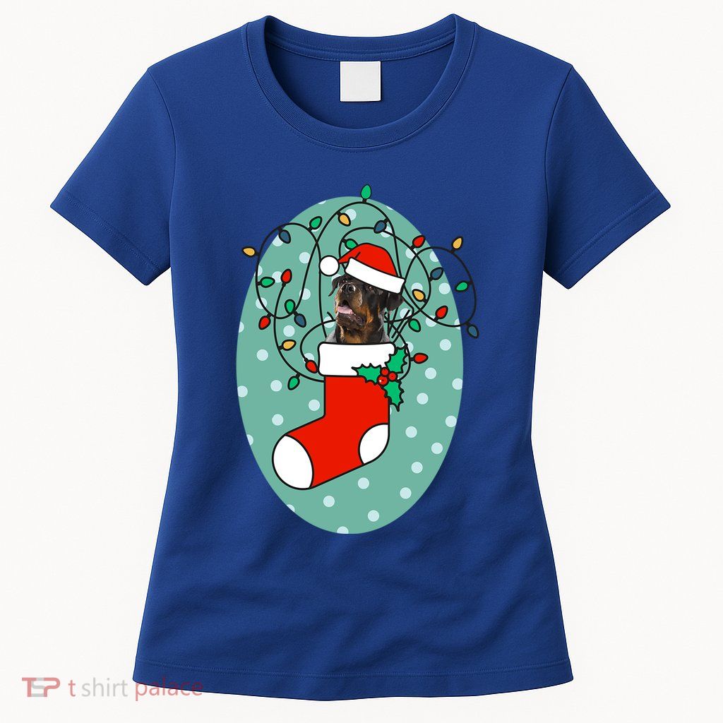 Christmas Stocking Dog Rottweiler Gift Womens T-Shirt