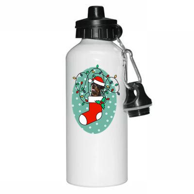 Christmas Stocking Dog Rottweiler Gift Aluminum Water Bottle