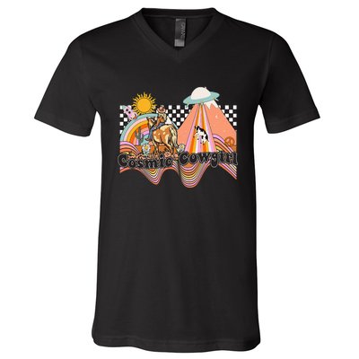 Cosmic Space Desert Cowgirl V-Neck T-Shirt