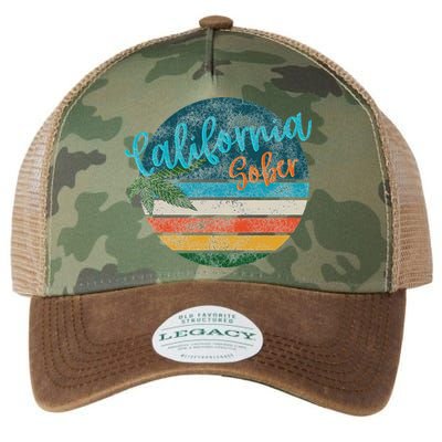 California Sober Distressed Graphic With Vintage Sunset Legacy Tie Dye Trucker Hat