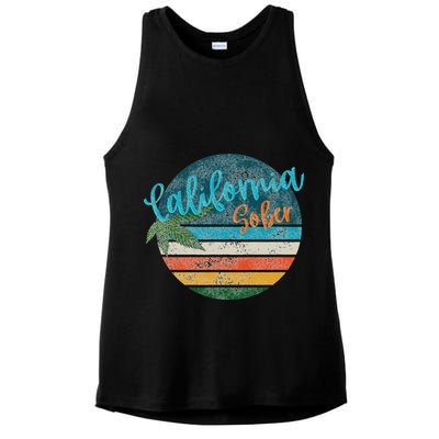 California Sober Distressed Graphic With Vintage Sunset Ladies PosiCharge Tri-Blend Wicking Tank