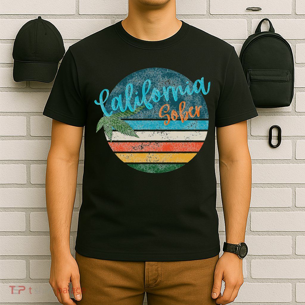 California Sober Distressed Graphic With Vintage Sunset T-Shirt