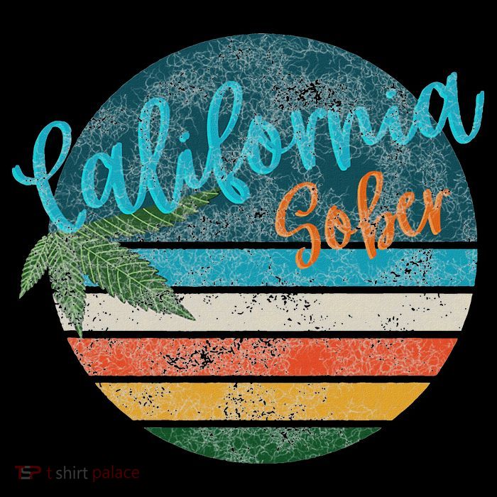 California Sober Distressed Graphic With Vintage Sunset T-Shirt