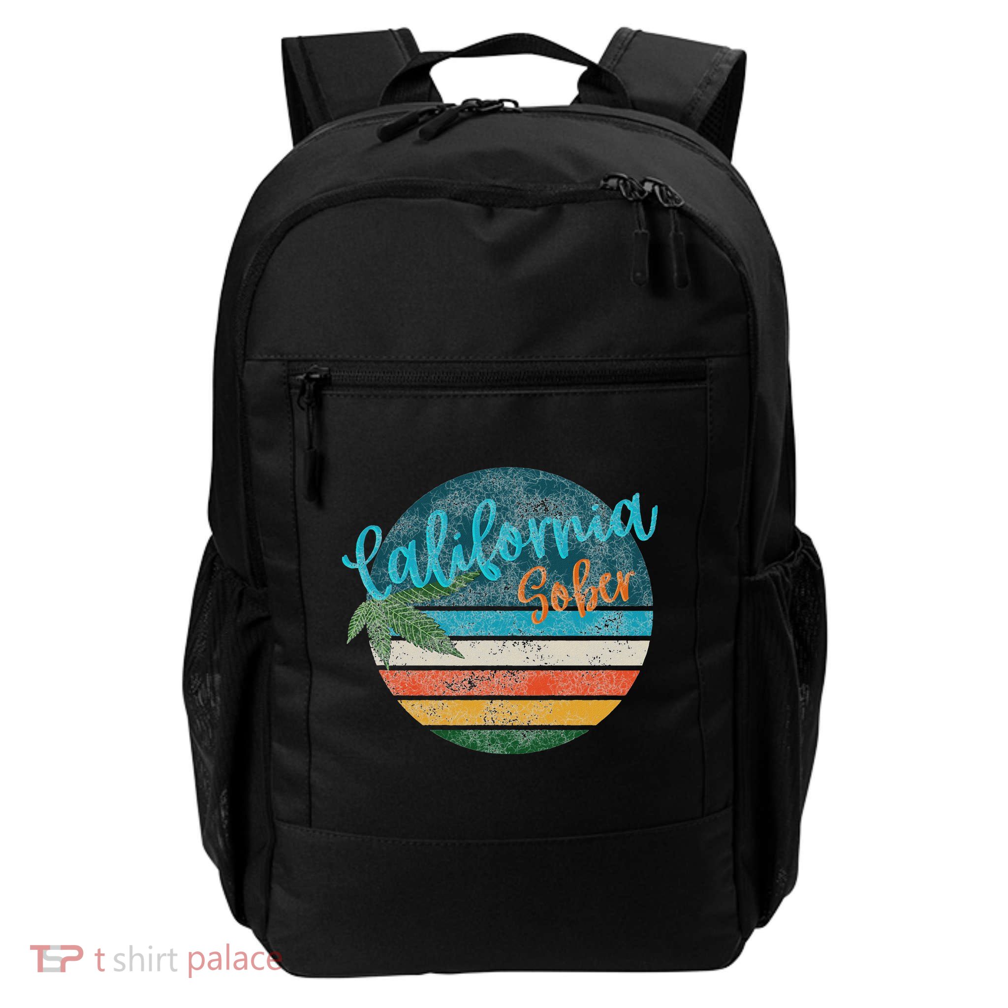 California Sober Distressed Graphic With Vintage Sunset Backpack