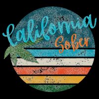 California Sober Distressed Graphic With Vintage Sunset Button