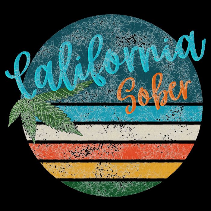 California Sober Distressed Graphic With Vintage Sunset Button