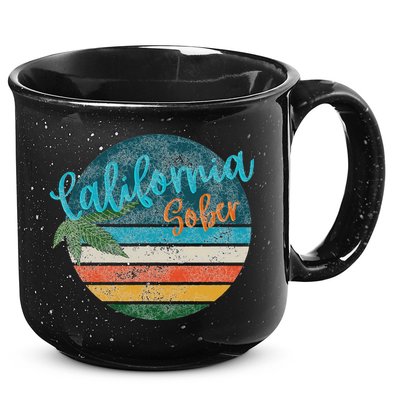 California Sober Distressed Graphic With Vintage Sunset 15oz Campfire Ceramic Mug