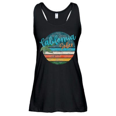 California Sober Distressed Graphic With Vintage Sunset Ladies Essential Flowy Tank