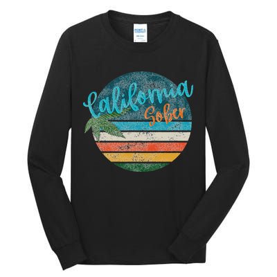 California Sober Distressed Graphic With Vintage Sunset Tall Long Sleeve T-Shirt
