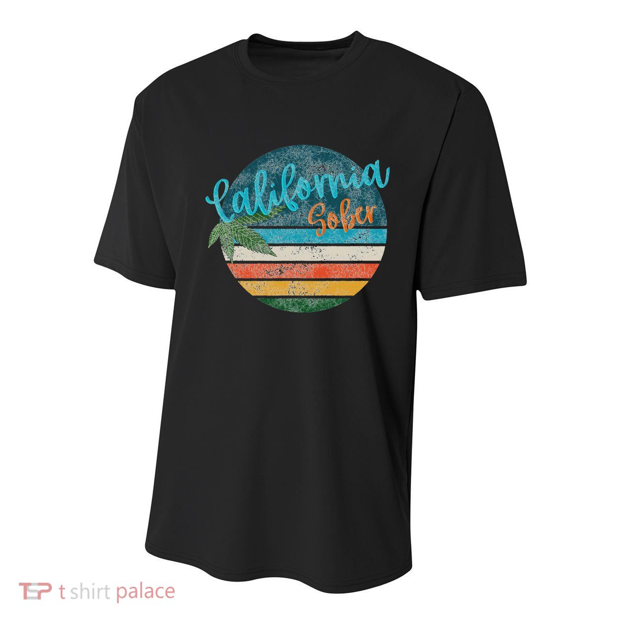 California Sober Distressed Graphic With Vintage Sunset Youth Performance Sprint T-Shirt