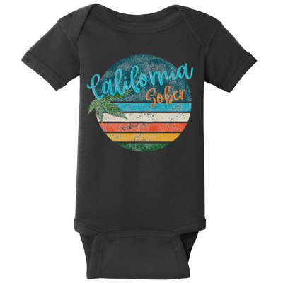 California Sober Distressed Graphic With Vintage Sunset Baby Bodysuit