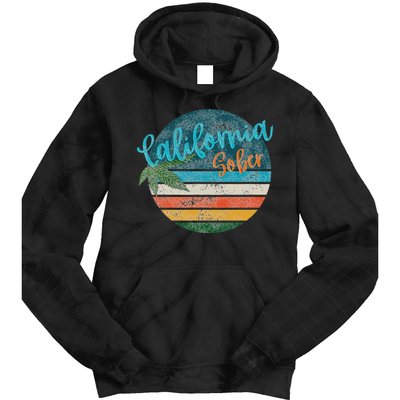 California Sober Distressed Graphic With Vintage Sunset Tie Dye Hoodie