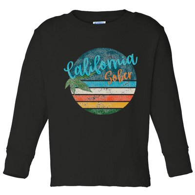 California Sober Distressed Graphic With Vintage Sunset Toddler Long Sleeve Shirt
