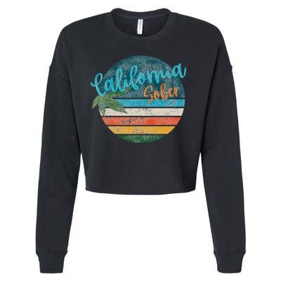 California Sober Distressed Graphic With Vintage Sunset Cropped Pullover Crew