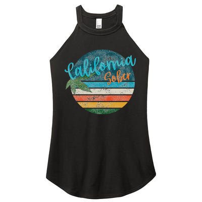 California Sober Distressed Graphic With Vintage Sunset Women's Perfect Tri Rocker Tank