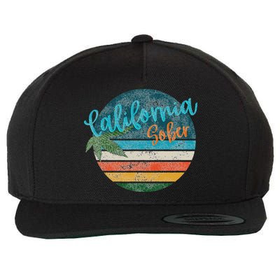 California Sober Distressed Graphic With Vintage Sunset Wool Snapback Cap