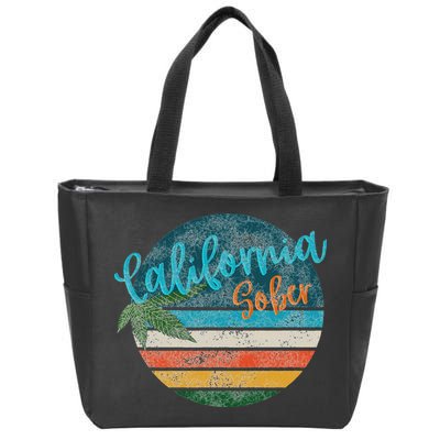 California Sober Distressed Graphic With Vintage Sunset Zip Tote Bag