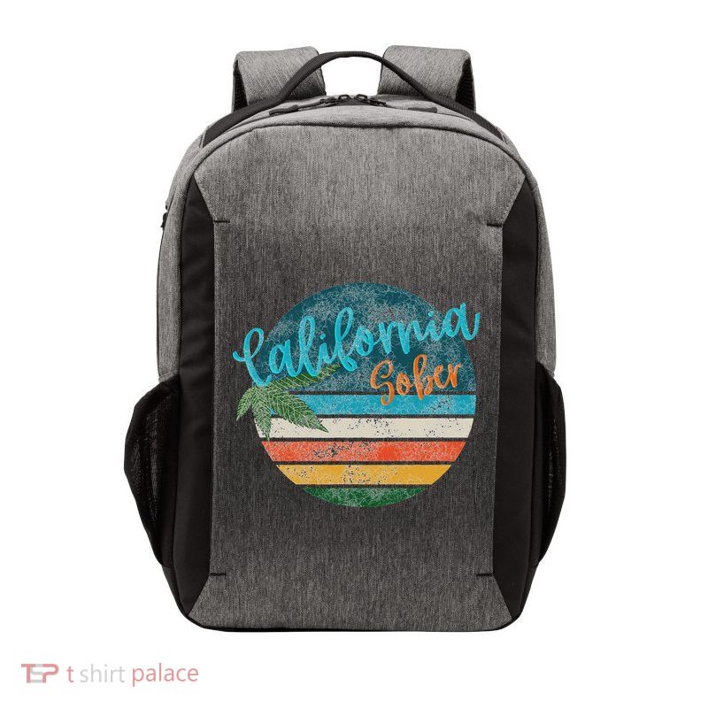 California Sober Distressed Graphic With Vintage Sunset Vector Backpack