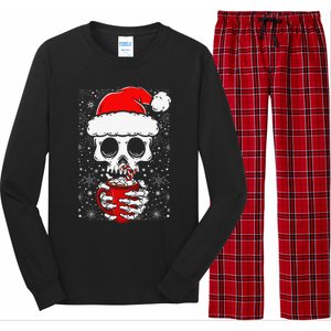 Christmas Skeleton Drinks Cocoa Santa Claus Skeleton Long Sleeve Pajama Set