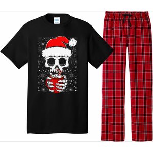 Christmas Skeleton Drinks Cocoa Santa Claus Skeleton Pajama Set