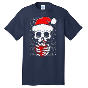 Christmas Skeleton Drinks Cocoa Santa Claus Skeleton Tall T-Shirt