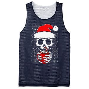 Christmas Skeleton Drinks Cocoa Santa Claus Skeleton Mesh Reversible Basketball Jersey Tank